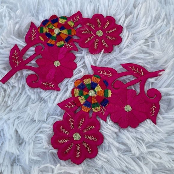 Iron On Patches Deep Pink Flower Patches for Craft Clothes Accessory lot of 2 - Picture 3 of 10